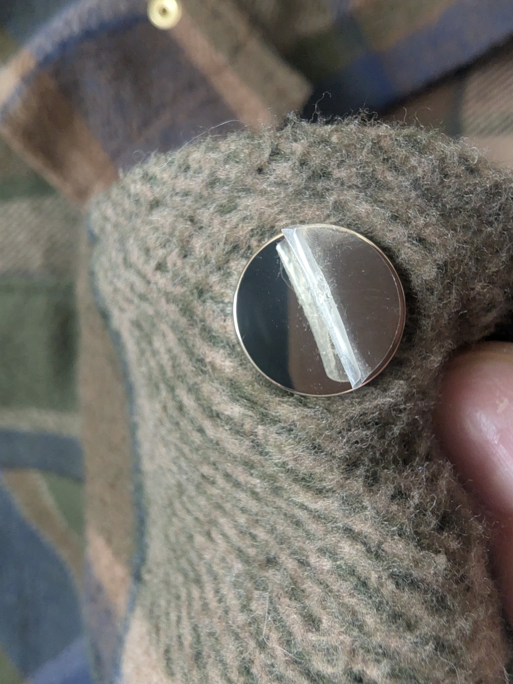 For The Republic Brown & Olive Plaid Jean Jacket Nwot - Picture 7 of 7